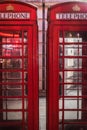 English telephone booth at night in London