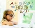 English text with little girl Royalty Free Stock Photo