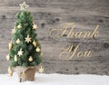 Golden Decorated Christmas Tree, Text Thank You