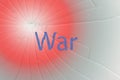 English text war on the broken glass. Disarmament concept