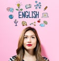 English text with young woman Royalty Free Stock Photo