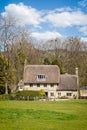 English thatched cottage set in beautiful countryside in Corton, Wiltshire, UK Royalty Free Stock Photo