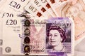 English twenty and ten pounds sterling money mix Royalty Free Stock Photo