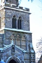 English Victorian Church in the Snow.