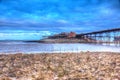 English Victorian pier Birnbeck island Weston-super-Mare Somerset England in colourful HDR Royalty Free Stock Photo