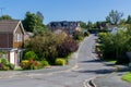 English village street view with houses and road Royalty Free Stock Photo