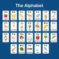 English vocabulary and alphabet flash card vector for kids to help learning and education in kindergarten children. Words of lette