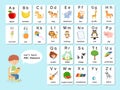 English vocabulary and alphabet flash card vector for kids to help learning and education in kindergarten children. Words of lette