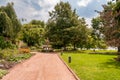 English Walled Garden area at the Chicago Botanic Garden, Glencoe, USA Royalty Free Stock Photo