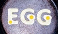 The word EGG from fried egg Royalty Free Stock Photo