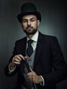 Englishman detective. Male portrait Royalty Free Stock Photo