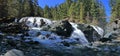 Englishman River Falls Landscape Panorama with Waterfall in Dense Forest near Parksville, Vancouver Island, British Columbia Royalty Free Stock Photo