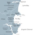 English Riviera in Torbay, England, gray political map Royalty Free Stock Photo