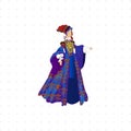 Englishwoman in national dress character illustration on white background