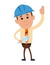 Engneer with blue helmet illustration cartoon character Royalty Free Stock Photo