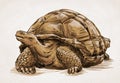 Engrave ink draw turtle illustration