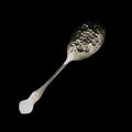 Vintage cutlery for table setting with floral pattern on black isolated background Royalty Free Stock Photo