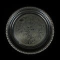 metal vintage tray with floral pattern on black isolated background Royalty Free Stock Photo