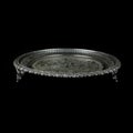 Metal vintage tray with floral pattern on black isolated background Royalty Free Stock Photo