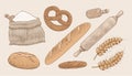 Engraved bread and baking utensils