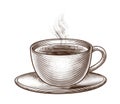 Engraved cup of coffee Royalty Free Stock Photo
