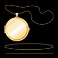 Locket, Gold Engraved, Chains