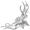 Engraved hand drawn abstract orchid. Retro flowers hand outline orchid, great design for any purposes. Outline vector. Nature