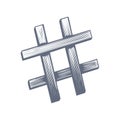 Engraved illustration of a hashtag symbol, social media icon, internet communication Royalty Free Stock Photo