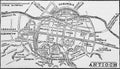 An engraved illustration of map of Antioch from a vintage book Encyclopaedia Britannica by A. and C. Black, vol. 2, of 1875,