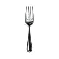 Engraved Illustration of a Silver Metal Fork for Dining and Eating Isolated Royalty Free Stock Photo