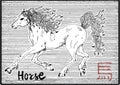 10a_Engraved illustration of zodiac symbol with horse and lettering Royalty Free Stock Photo