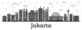 Engraved Jakarta Indonesia City Skyline with Modern Buildings Is