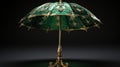 Exquisite Ornate Green Umbrella With Detailed Hyperrealism