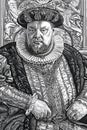 Engraved portrait of Henry VIII the Tudor king of England