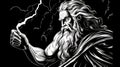 Engraved portrait of Zeus king of the gods on Mount Olympus