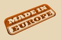 Engraved stamp with made in Europe text