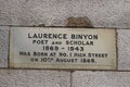Engraved stone birthplace Laurence Binyon Lancaster UK