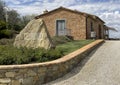 Engraved stone sign forThe Cantina Canaio Winery near Cortona in Tuscany, central Italy.