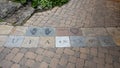 Engraved stones by Denver-based artist Carolyn Braaksma on Wall Street in Vail Village, Colorado.