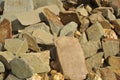 Engraved stones with Tibetan Buddhist mantra in a village of Padum, Zanskar Valley, Ladakh, INDIA Royalty Free Stock Photo