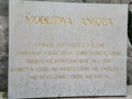 Engraved text of the Agel prayer on a marble tablet. Gold engraved text Royalty Free Stock Photo