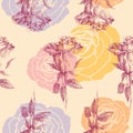 Vintage style pink roses seamless pattern Royalty Free Stock Photo