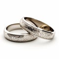 Engraved wedding rings on a pristine white background, Ai Generated Royalty Free Stock Photo