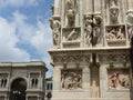 Engraveds statues of the Milan Cathedral in Italy.