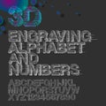Engraving alphabet and numbers, vintage gravure