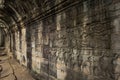 Engraving carved on a sandstone wall of Bayon Temple in Angkor Thom, Siem Reap, Cambodia