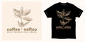 Engraving Coffee plant logo tshirt design with quote