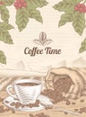 Engraving coffee time backdrop