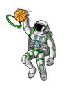Astronaut spaceman which play basketball