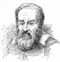 Engraved portrait of Galileo Galilei